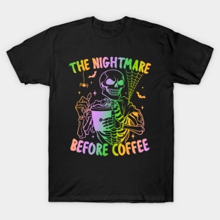 "Nightmare Before Coffee" Spooky Skeleton T-Shirt